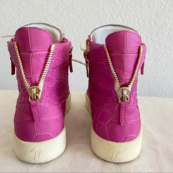 giuseppe zanotti pink croc high top sneakers - Picture 4 of 8